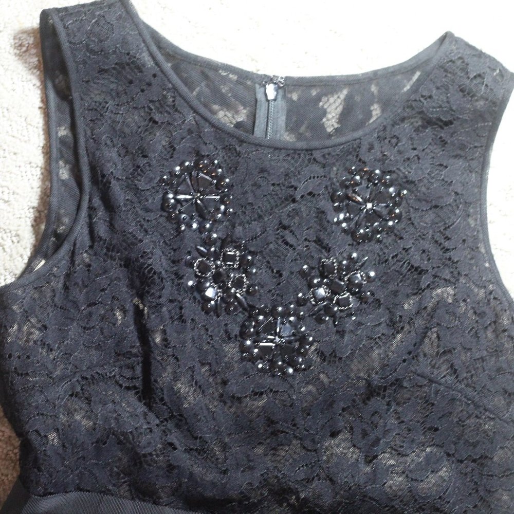 Monique Lhuillier Full Length Black Lace with Beading